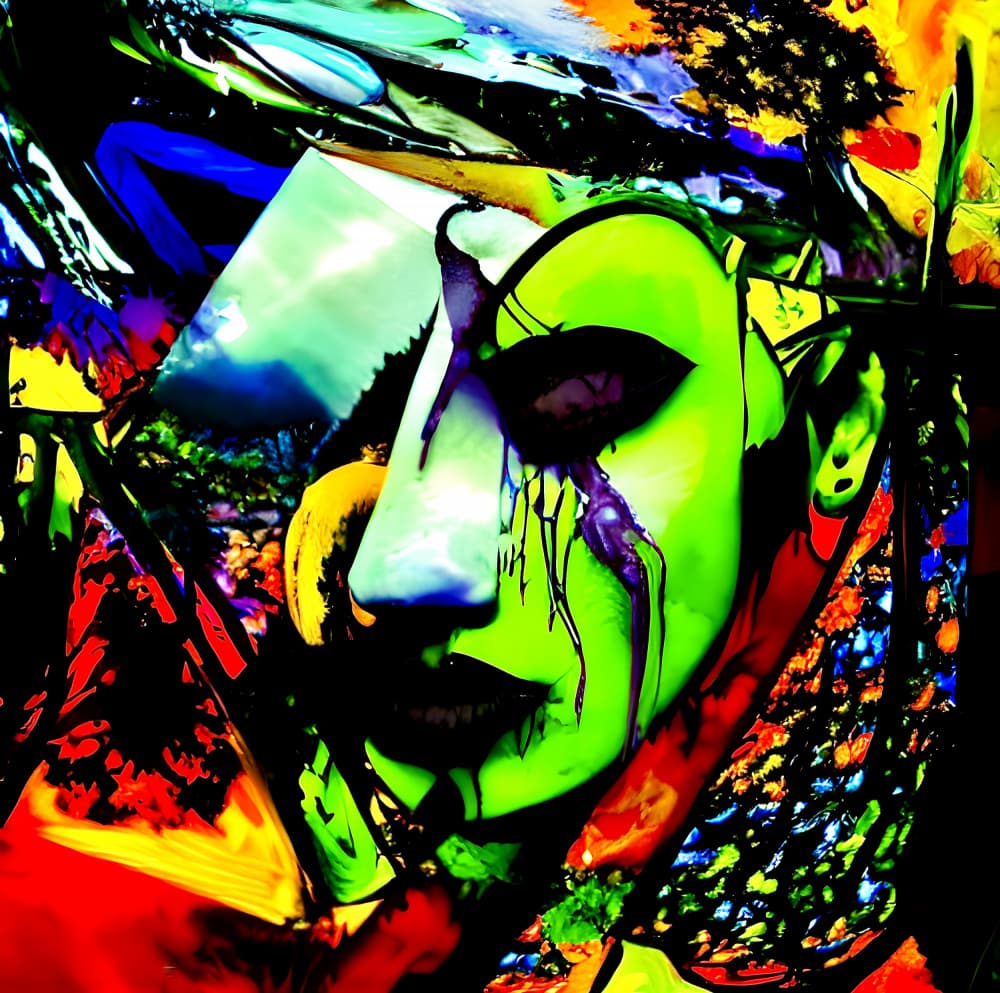 Neon Surreal Portrait by mnemonixART — canvas wall art