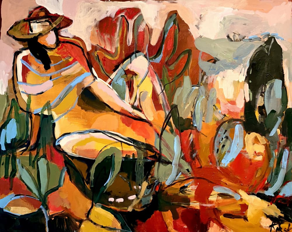 Woman Hat Garden Retreat by Magdalena  Krzak — canvas wall art