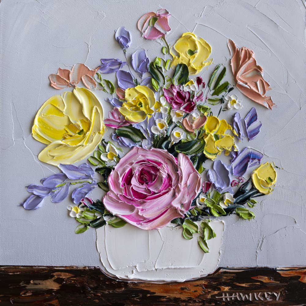 Textured Flower Still Life by Angela Hawkey — canvas wall art