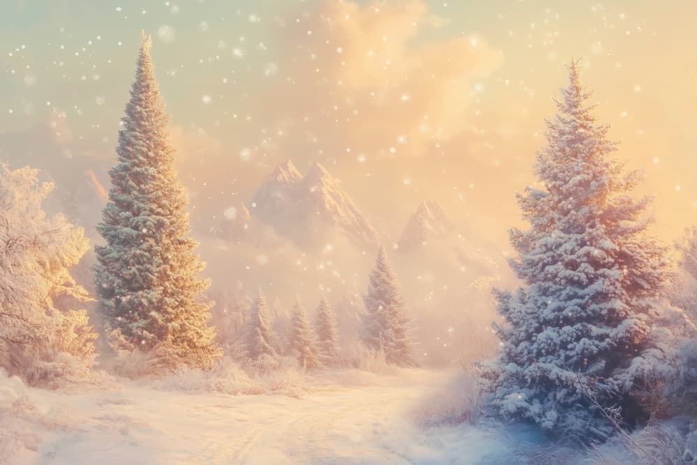 Serene Winter Mountain Glow by Old Artists Studio IV — canvas wall art