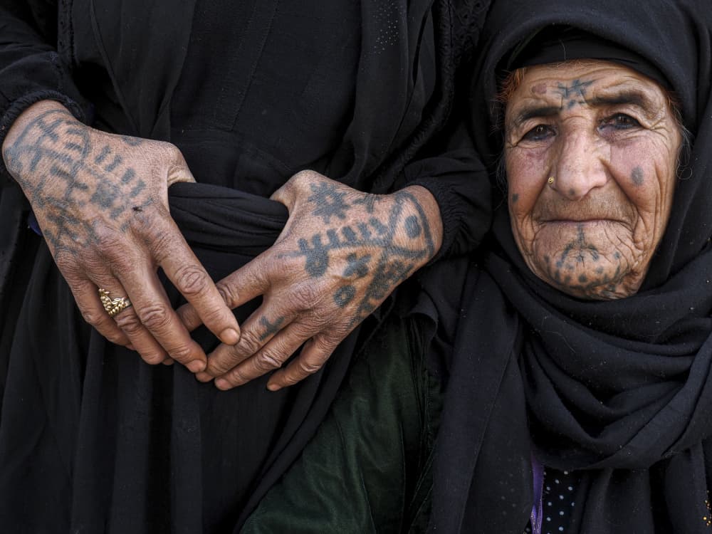 Elderly Woman Cultural Tattoos by Bünyamin çadırcı — canvas wall art