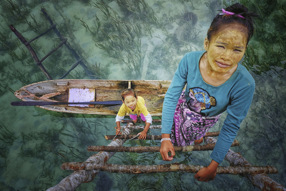 Island Girls Ladder by Muslianshah Masrie — canvas wall art