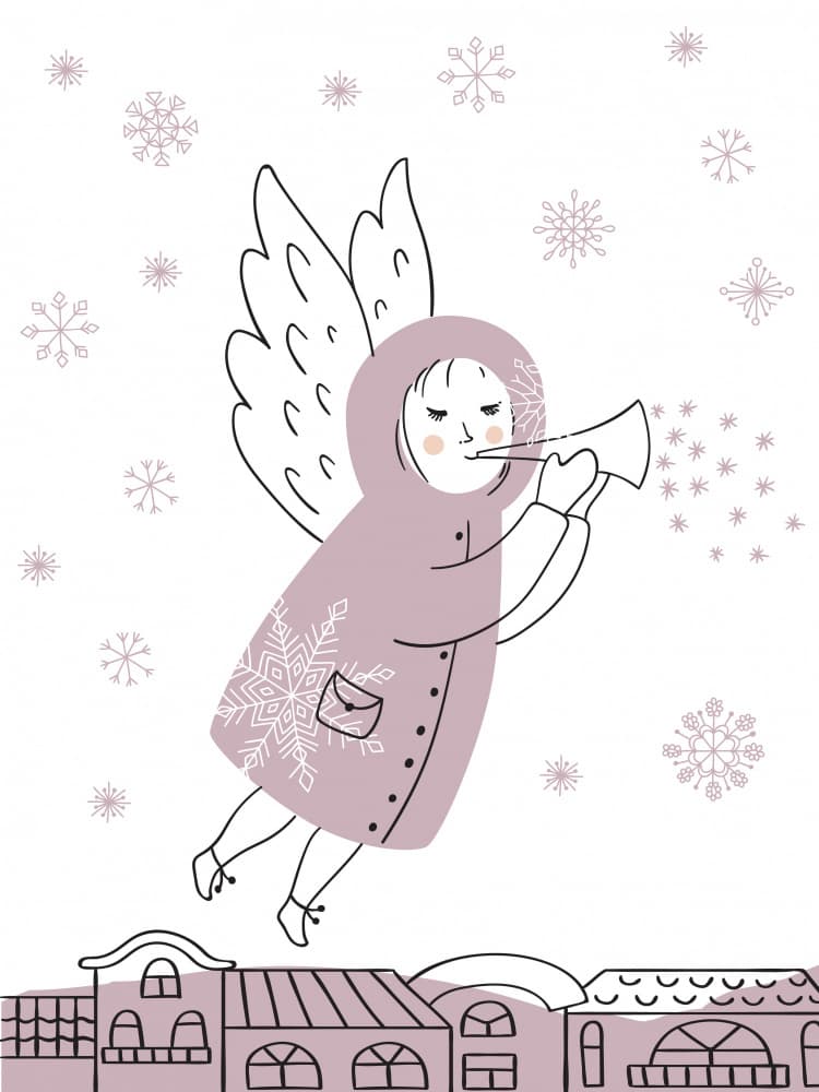 Whimsical Christmas Angel by Maria Galybina — canvas wall art