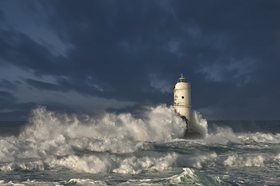 Stormy Sea Lighthouse by  Nicola Friargiu — canvas wall art