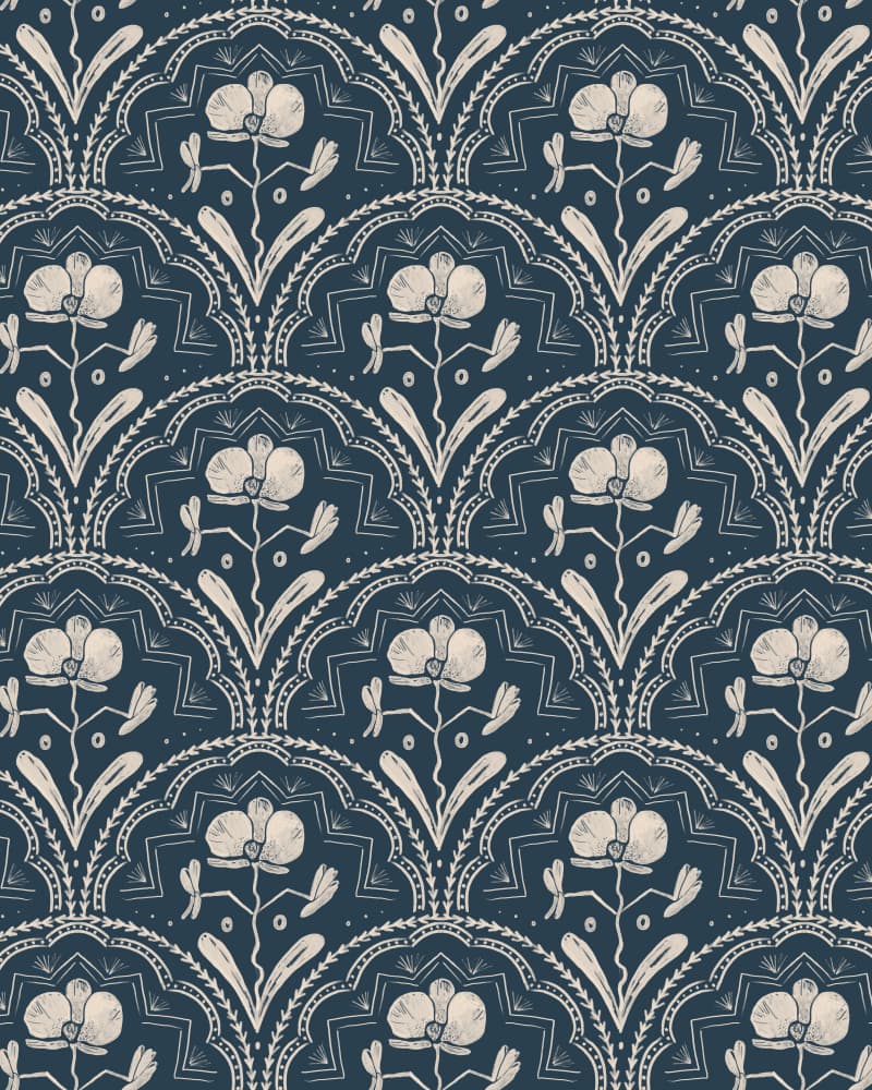 Boho Orchid Tiles Pattern by Anis Illustration — canvas wall art