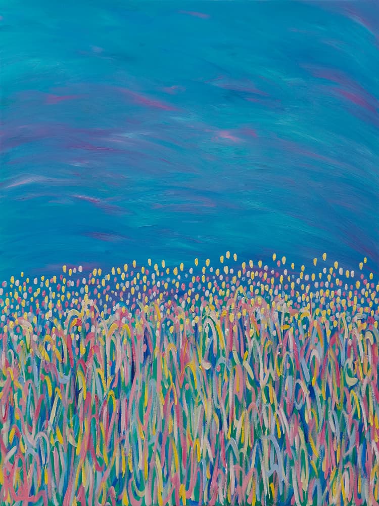 Colorful Field Blue Sky by Helen Joynson — canvas wall art