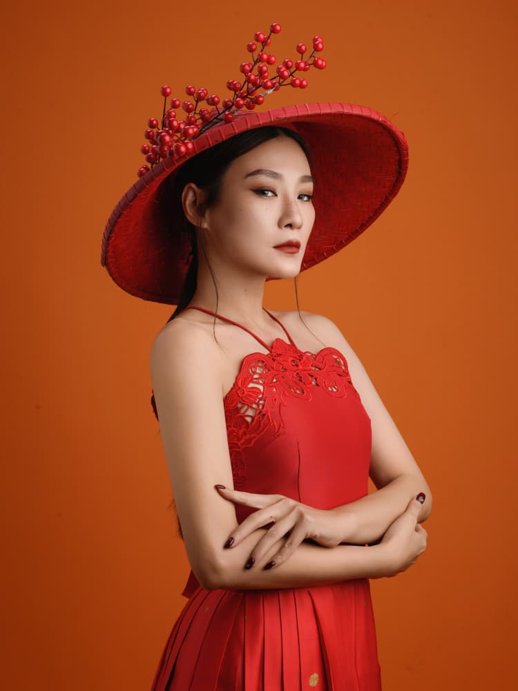 Elegant Woman Red Hat by Asep Awaludin — canvas wall art