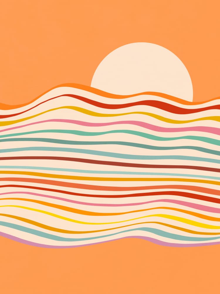 Colorful Sunset Waves by Dominique Vari — canvas wall art