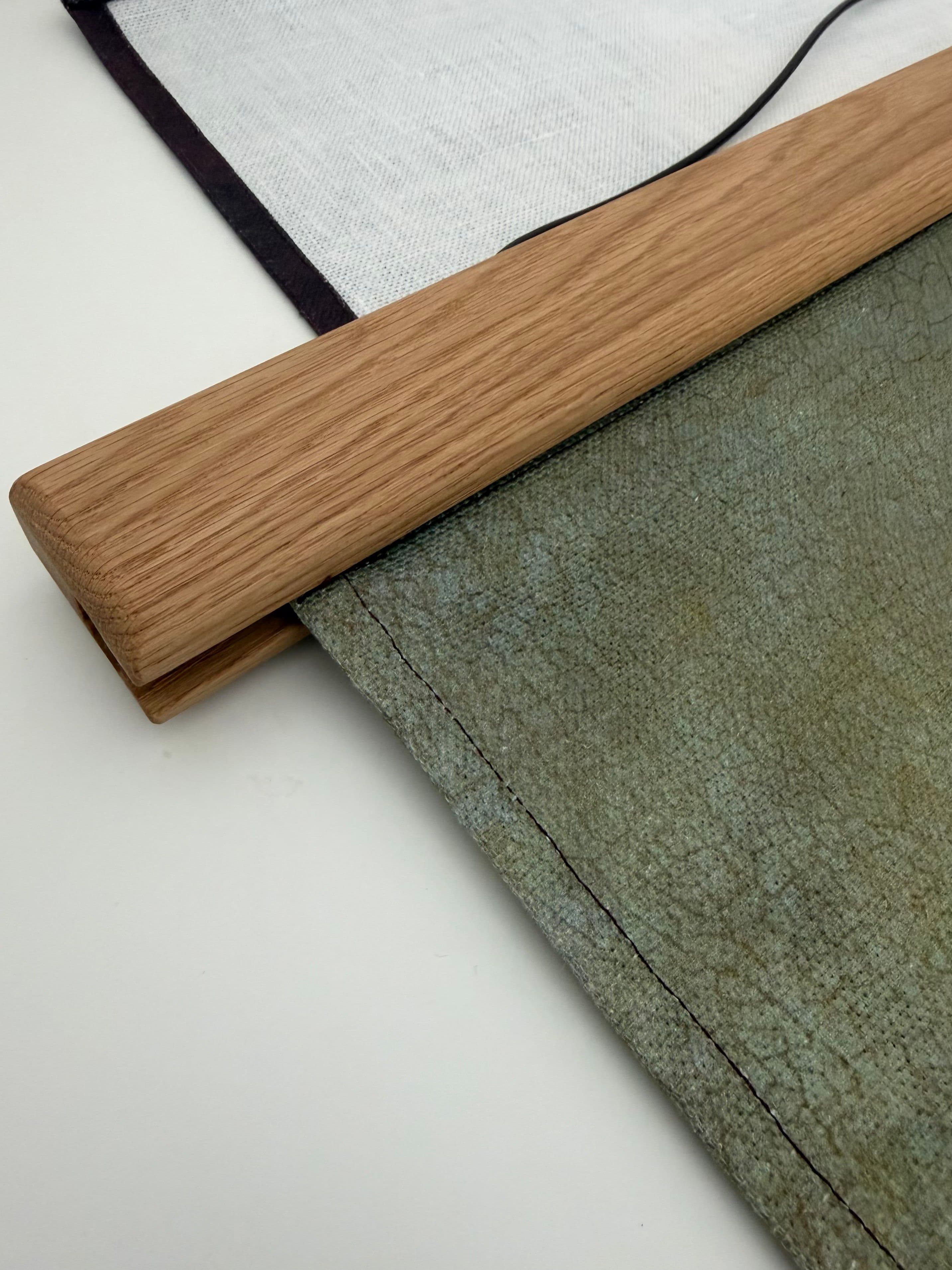 linvela linen wall art hanging oak bar
