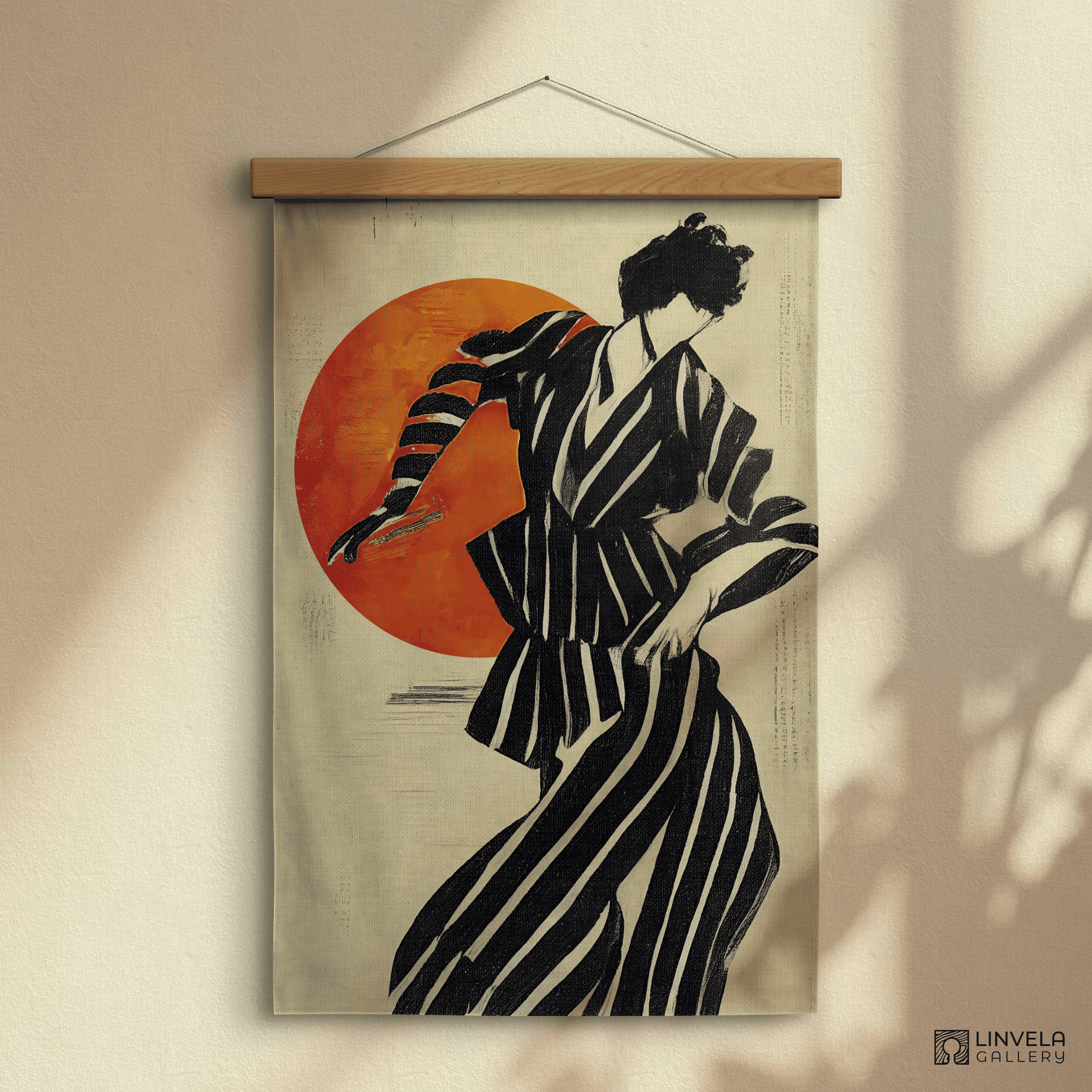 linen wall art hanged