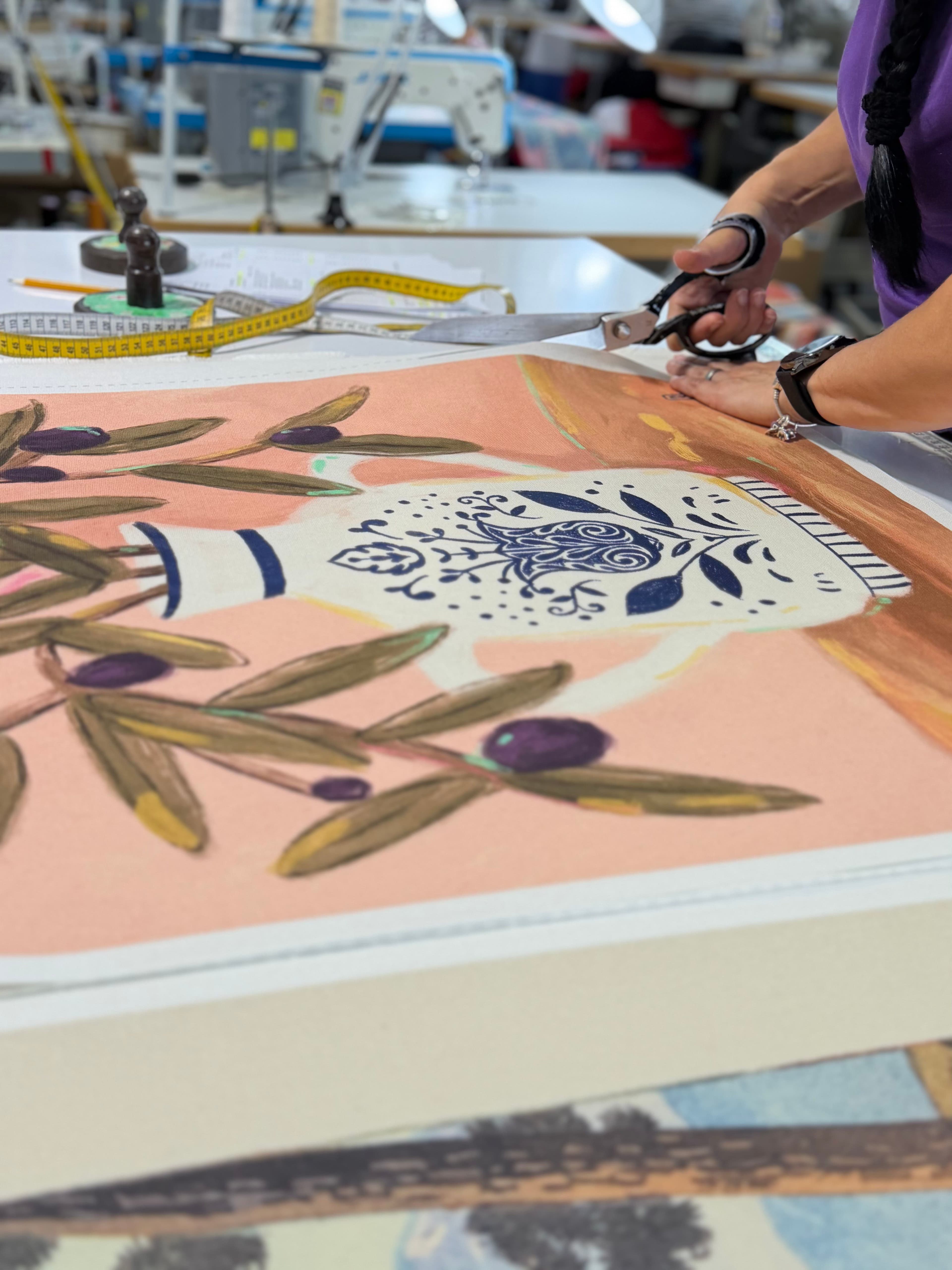 linen wall art cutting process
